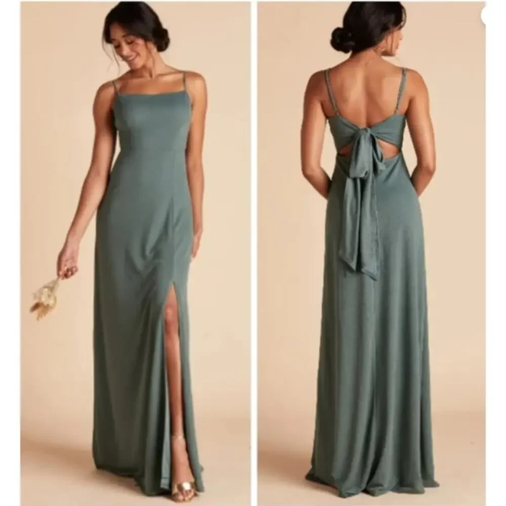 Birdy Gray Crepe Sea Glass Green Formal Maxi Dress Bridesmaid Dress 2XL - Picture 1 of 8